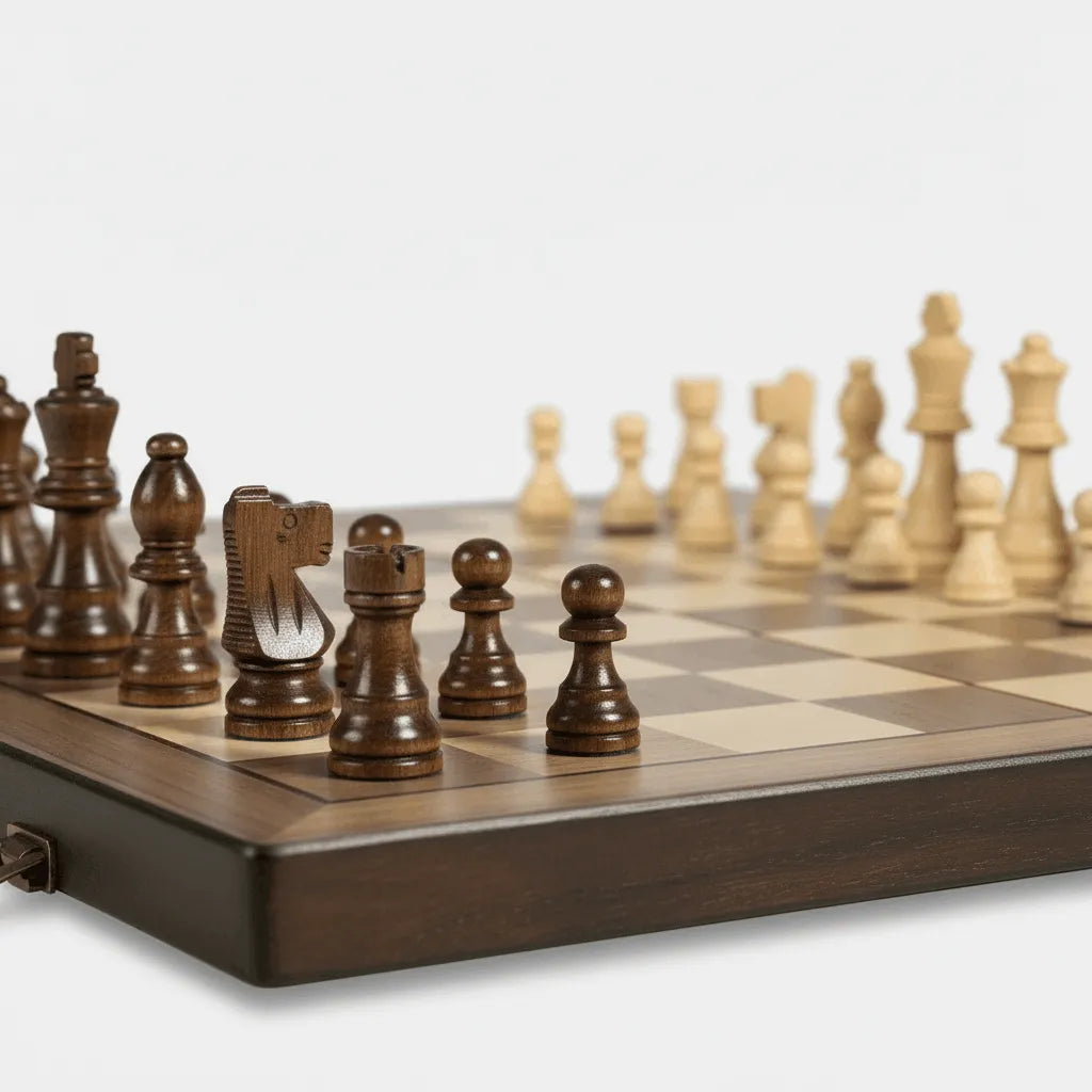 Détail plateau échiquier Prestige en bois